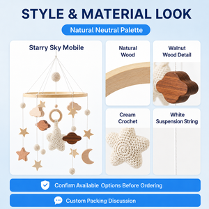 Mobile <span class=keywords><strong>de</strong></span> berceau en bois au crochet <span class=keywords><strong>Ciel</strong></span> Étoilé, fait main, étoiles et lune, jouet sensoriel suspendu pour chambre <span class=keywords><strong>de</strong></span> bébé, décoration pour le sommeil du nouveau-né, cadeau - Product Image 4