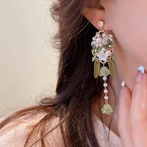 Kaimei 2022 boucles d'oreilles mode bijoux argent aiguille bohème longues perles acrylique boucle d'oreille super fée fleur gland boucles d'oreilles goutte - Product Image 4