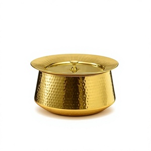 Solid Brass <b>Biryani</b> Handi With Lid Hammered Gold Finish <b>Biryani</b> Cookware <b>Pot</b> For Kitchen Stovetop Cooking Handi <b>Pot</b> - Product Image 1