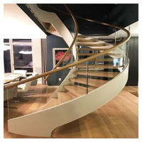 CBMMart escalier intérieur moderne en verre trempé forme ronde escalier circulaire design escalier en colimaçon escalier en verre incurvé