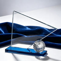 Trophées et plaques en cristal personnalisés directement de l'usine avec balle de golf pour les compétitions sportives – Récompense sportive en cristal pour le golf