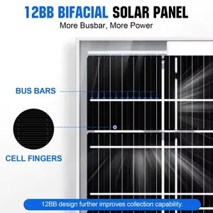 Pannello solare mezza cella bifacciale di alta qualità 30W 50W 100W 120W 150W 200W pannelli solari in silicio policristallino Mono per luci
