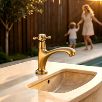 Robinet d'extérieur vintage antique en bronze, simple, pour eau froide, en laiton massif, pour jardin, pelouse, piscine, cour