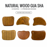Outil Gua Sha en bois personnalisé vert et bois de santal doré pour massage du visage et du corps, planche de raclage, logo OEM, vente en gros, masseur de beauté pour spa