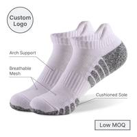 Chaussettes de sport athlétiques personnalisées avec logo, vente en gros, chaussettes de compression respirantes et rembourrées pour la course à pied, pour hommes et femmes