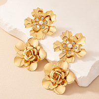 Vente en Gros Vintage Grande Fleur Boucles d'Oreilles pour Femmes Tendance Bijoux de Mode Boucle d'Oreille en Alliage