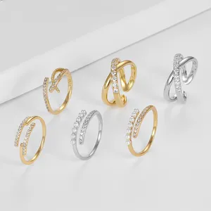 Wholesale 925 Silver Rings Jewelry Women Sterling Silver Diamond Adjustable Rings Gold Plated Open Ring Women