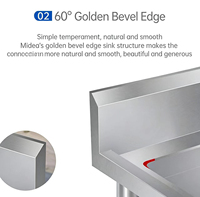 Évier de cuisine commercial Teyue en acier inoxydable 304 avec revêtement autonettoyant, surface antidérapante et canal de drainage