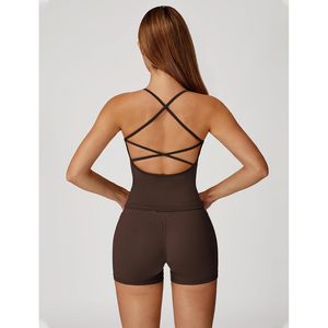 Two Piece Workout Set Women Criss <b>Cross</b> Tank <b>Top</b> Matching V Cut Shorts Gym Yoga Active Wear Outfits With Pocket - Product Image 4