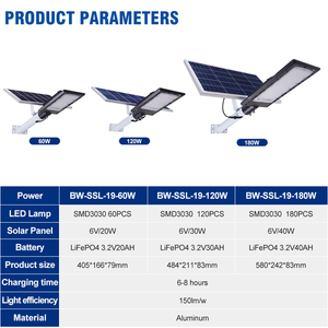 Venta Directa de Fábrica <span class=keywords><strong>BEWAY</strong></span>, Farola Solar LED para Exteriores, Impermeable IP65, con Batería de Litio, 60watt, 120watt, 180watt - Product Image 3