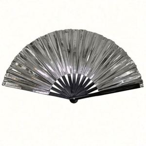 Venta al por mayor: Abanico de Kung Fu de arte popular de 13 pulgadas, superventas, con varillas de PVC, tela estampada, mango de bambú blanco y negro, pintado, regalos promocionales - Product Image 6