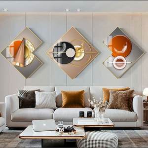 Pintura de decoración del hogar abstracta de lujo personalizada, Tríptico de forma especial, marco de arte de pared, decoración de pared, pintura de porcelana de cristal grande - Product Image 3