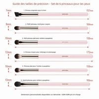 Kit de pinceaux cosmétiques professionnels JLY Luxury 6 pièces, manche brillant, poils synthétiques ultra-doux, étiquette privée, logo personnalisé