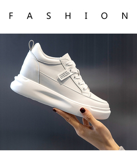 Chaussures décontractées pour <span class=keywords><strong>femme</strong></span> en cuir véritable, à fermeture avant par lanière, blanches, doublées polaire, semelle épaisse rehaussée de 7 cm, collection Printemps 2026 - Product Image 6