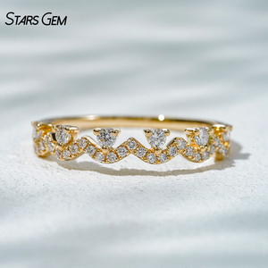 Starsgem 0.3ct 2mm Round Brilliant Cut Lab Grown Diamond 18K Gold Rhodium Plated Half <b>Circle</b> Vintage Unisex Eternity <b>Ring</b> - Product Image 1