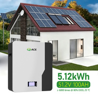 Batterie au lithium LiFePO4 ACE 5,12 kWh 51,2 V 100 Ah 6000 cycles Garantie 10 ans Communication RS485 CAN Batterie solaire pour