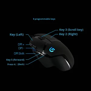 Ban đầu cho Logitech G402 có dây quang chơi game chuột 4 Tốc độ <span class=keywords><strong>DPI</strong></span> điều chỉnh với các nút bên fps chơi game tối ưu đồng hành - Product Image 3