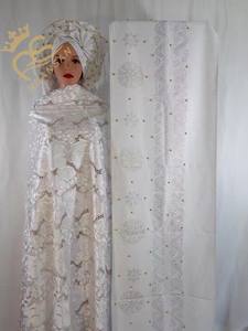 Высококачественная Красивая Роскошная хлопчатобумажная кружевная африканская Кружевная Ткань 5 ярдов вышивка вуаль - Product Image 6