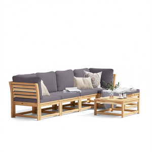 Set Lounge da Giardino Grigio Scuro in Legno Naturale, Arredamento da Esterno 6 Posti, Design Contemporaneo - Product Image 1