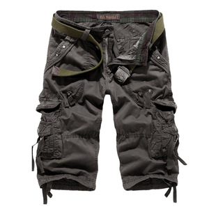 <strong>Wholesale</strong> <strong>Taobao</strong> Korean Style Men's Casual Seven-Point Cargo Shorts Mid Loose Cotton Solid Multi-Pocket Washed Button Zipper Fly - Product Image 3