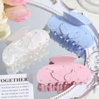 Ailes en acrylique de 8 cm avec incrustations de diamants et griffes, accessoires de cheveux tendance, pince à cheveux pour femmes et filles