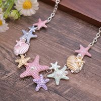 Peinture colorée coquille d'huile étoile de mer collier de perles délicat petit frais doux Boho collier pour les femmes
