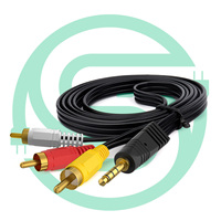 Câble audio vidéo stéréo 3,5 mm mâle vers 3 RCA mâle, adaptateur plaqué or, cordon AV pour appareil jack 3,5 mm vers téléviseur RCA