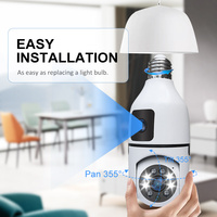 Caméra IP Intelligente V380Pro avec Application Sécurité 360 Degrés WiFi HD Vision Nocturne Ampoule Vidéosurveillance et Fonction de Suivi de Mouvement Humain