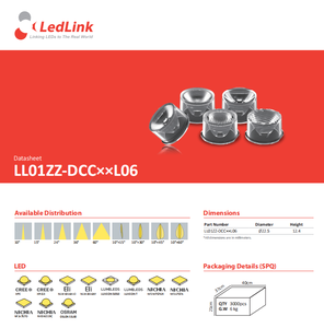 Lentille LED étanche pour extérieur Ledlink LL01ZZ-DCC1060L06 série DCC en PMMA 10X60 degrés pour éclairage LED - Product Image 2