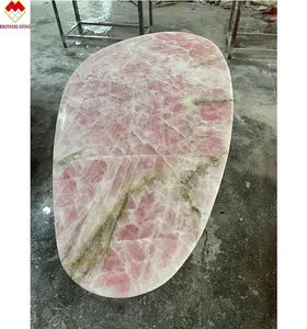 Luxury stone pink onyx marble oval marble top optional marble dining table set 6chairs