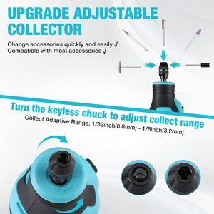 مطحنة يدوية كهربائية لاسلكية صغيرة متعددة الأغراض مع مجموعة أدوات دوارة تعمل بالبطارية للنقش والتلميع - Product Image 3