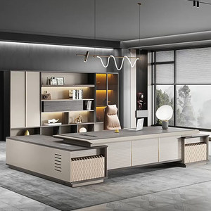 LBZ-65-11 Modern Executive <strong>Office</strong> Desk Melamine Board Full Edge Sealing Process Customizable Colors-Luxury Boss Desk for - Product Image 2