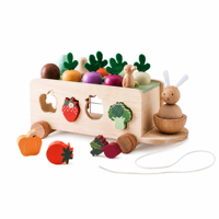Jouet de voiture en bois Montessori Lapin pour la reconnaissance des couleurs et blocs de construction pour enfants