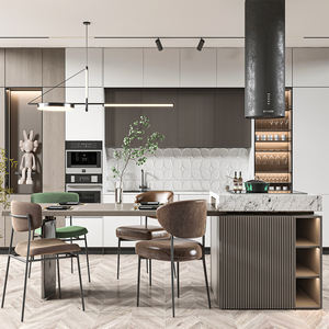 Armoires de cuisine modernes à panneau plat Panneau modulaire en mélamine Meubles de cuisine en granit blanc - Product Image 1