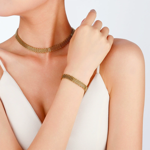 Collares de Cadenas de Moda de Acero Inoxidable con Malla Tejida Bañados en Oro de 14K y 18K, Joyería para Mujer de 5mm, Hipoalergénicos e Impermeables - Product Image 6