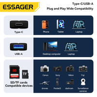 Lector de Tarjetas ESSAGER ES-DK01 de Doble Puerto, Ranura SD TF OTG USB 3.0, Tipo C USB 3.0 2.0 2 en 1, Lector de Tarjetas USB C a SD
