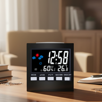 Station météo électronique numérique, horloge de table, réveil, calendrier LCD, thermomètre, hygromètre, commande vocale, horloge de chevet