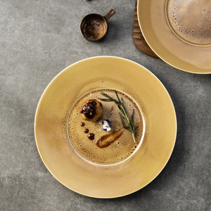 Service de vaisselle en porcelaine japonaise rustique à pois YAYU, glaçure brune vintage, assiette de présentation en céramique faite à la main pour restaurant - Product Image 5