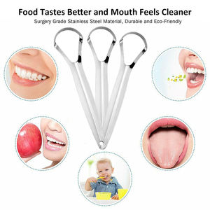 Wholesale Adult Tongue Scraper Remover Halitosis Coating Oral Care Scraping Brush Stainless Steel Cleaner <b>Tools</b> - Product Image 5