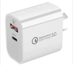 Pd18w Charger Qc 3.0 Snelle Opladen Hoofd 20W Dual Port Qc3.0 + Pd Anglo Australische Snelle Opladen Lader