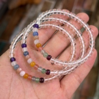 Bracelet à boucle unique en quartz clair naturel, pierres précieuses brutes multicolores, Feng Shui