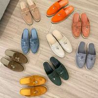 Mocassins sans talon avec accent de fermoir décoratif, Chaussures de créateur, Chaussures de luxe à talons hauts