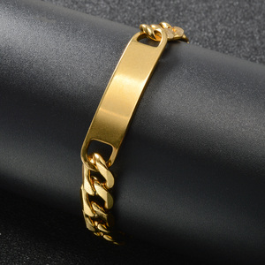 Bracelet unisexe tendance en acier inoxydable fin plaqué or 18 carats, maillons cubains, haute brillance, épais et attrayant, vente en gros - Product Image 4