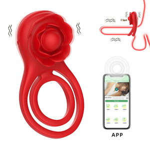 Rose Vibrerende Haan Ring Mannelijke Siliconen Penis Ring Clitoris Stimulator Vertraging Ejaculatie Volwassen Seksspeeltje Voor Mannen En Vrouwen Koppels - Product Image 6