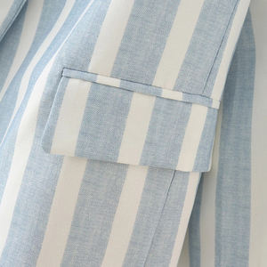 Abito da <span class=keywords><strong>donna</strong></span> blu chiaro a righe con cappotto monopetto - Product Image 6