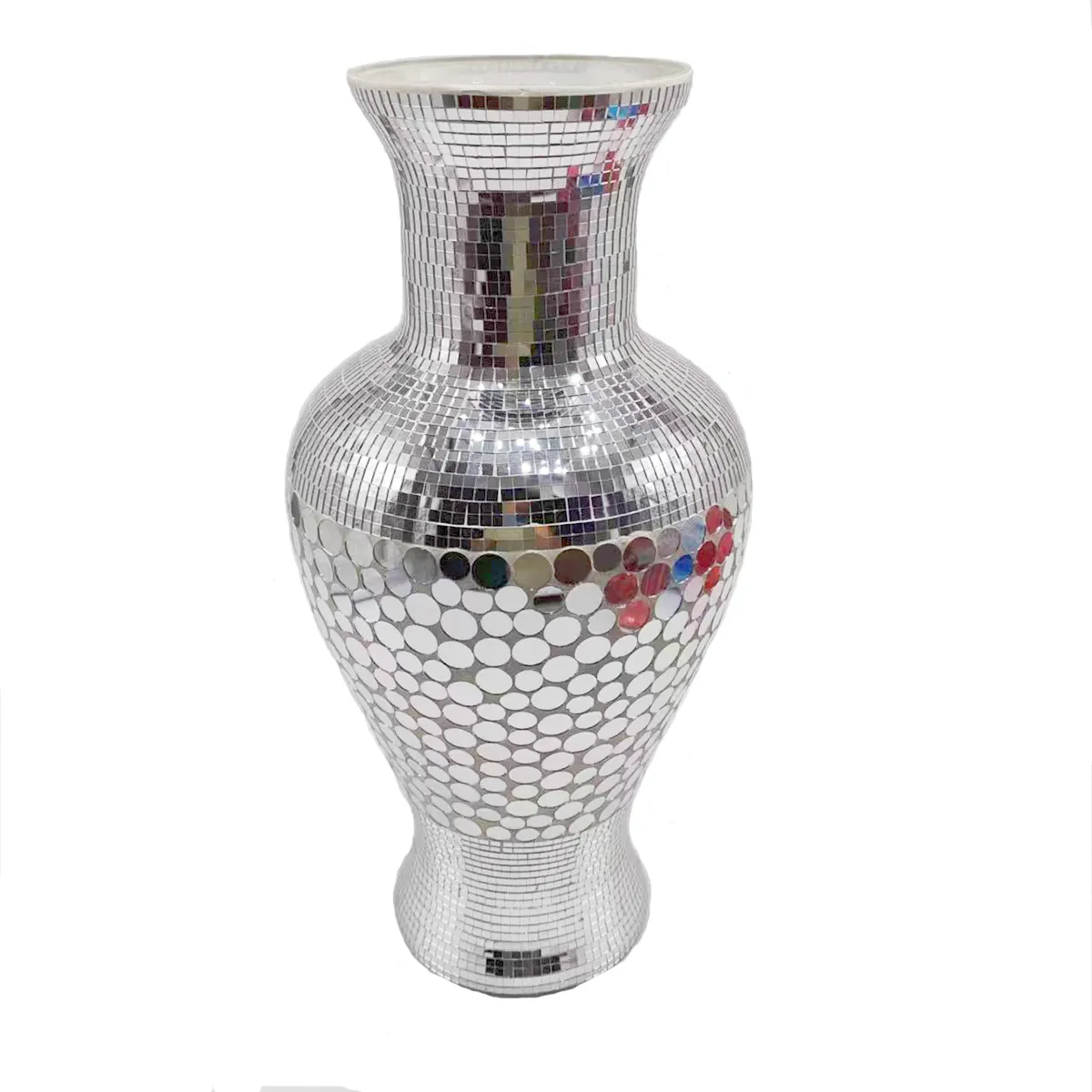 Wholesale Europe Hot Seller Big Glass Mosaic Vases Home Wedding Centerpiece Art Decor Silver Mosaic Design Glass Vase