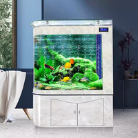 Aquarium en verre Bullet, séparateur d'espace moderne et luxueux pour salon, 600L, ovale, pour poissons dragons, avec filtre de fond