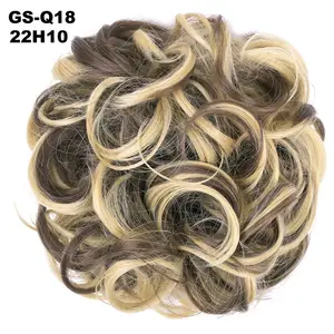 Büyük sentetik dağınık saç Bun Chignon kıvırcık elastik saç Scrunchies Donut Updo saç parçaları kadınlar için