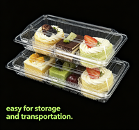 Transparante rechthoekige wegwerp PET bakkerijverpakking voor brood, croissant, fruitcake, croffle, fruitsalade - aanpasbare maat en logo