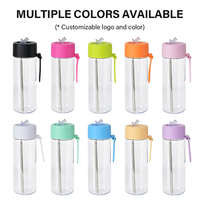 Bouteille d'eau en Tritan sans BPA avec paille, personnalisable avec logo, écologique, 25 oz, transparente, pour jus, café, salle de sport